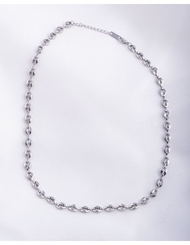 STAINLESS STEEL DOUBLE COIN NECKLACE IN SILVER.