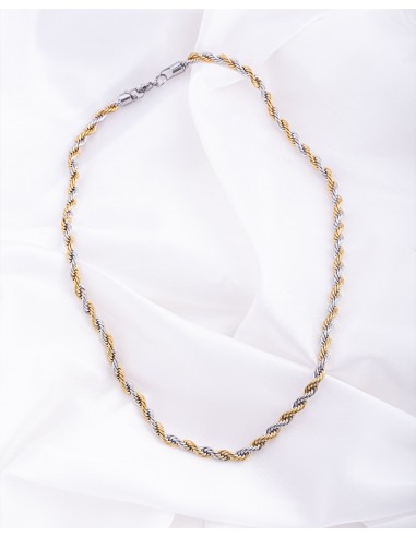 STAINLESS STEEL TWISTED CΗΑΙΝ NECKLACE IN SILVER-GOLD.