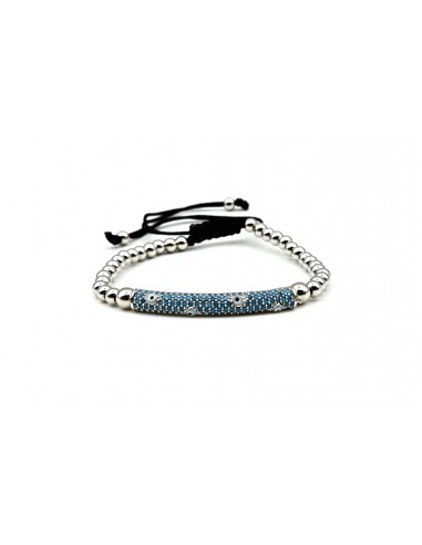 TIRQUOISE BIG EYEBAR BRACELET SILVER