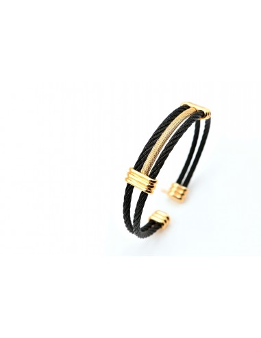 BLACK CHAIN BRACELET WITH GOLD DETAILS