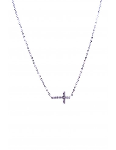 STERLING SILVER 925 CRYSTAL CROSS PENDANT NECKLACE.