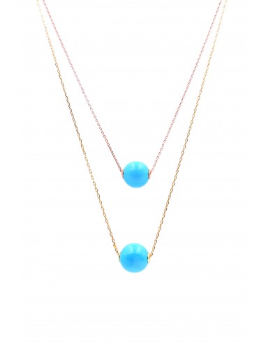 STERLING SILVER 925  TURQUOISE BALL NECKLACE.ROSE GOLD/GOLD