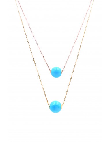 STERLING SILVER 925  TURQUOISE BALL NECKLACE.ROSE GOLD/GOLD