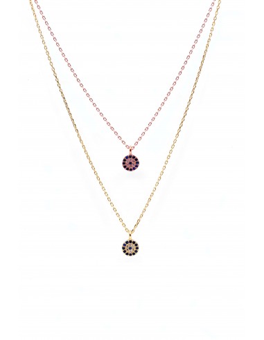 STERLING SILVER 925 SPARKLE EVIL EYE NECKLACE.ROSE GOLD/GOLD