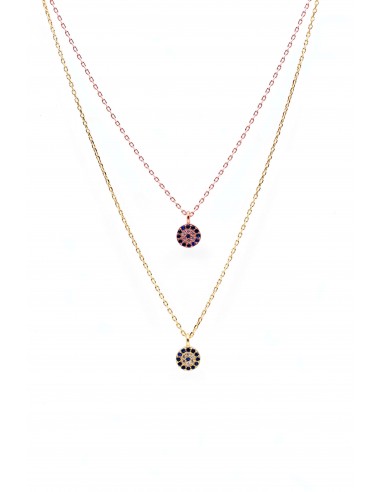 STERLING SILVER 925 SPARKLE EVIL EYE NECKLACE.ROSE GOLD/GOLD