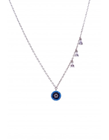 STERLING SILVER 925 SHINY EVIL EYE NECKLACE.SILVER