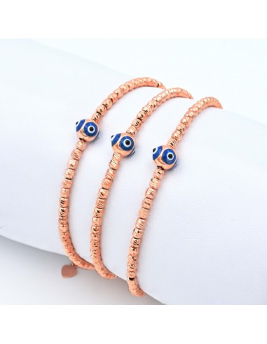 EVIL EYE SHINY BALL BANGLE BRACELET SILVER 925- ROSE GOLD.