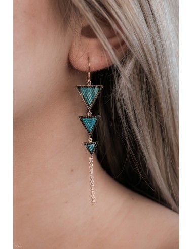 TURQUOISE TRIANGLE EARRINGS SILVER 925- ROSE GOLD.