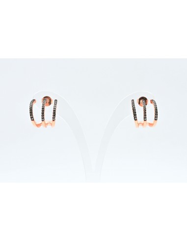 TRIPLE SHINY HOOPS EARRINGS SILVER 925- ROSE GOLD PLATED.