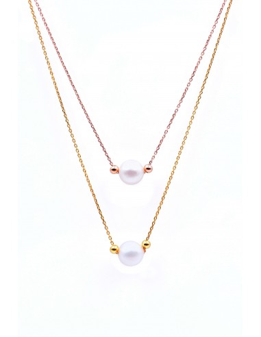 STERLING SILVER 925 CHARM PEARL NECKLACE.GOLD/ROSE GOLD