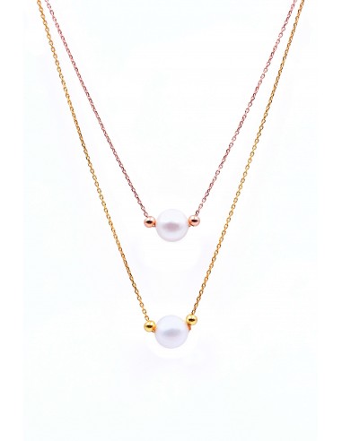 STERLING SILVER 925 CHARM PEARL NECKLACE.GOLD/ROSE GOLD