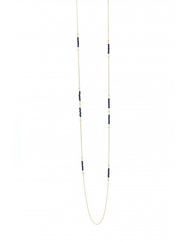 STERLING SILVER 925 GOLD PLATED LONG BLACK ONYX NECKLACE.GOLD