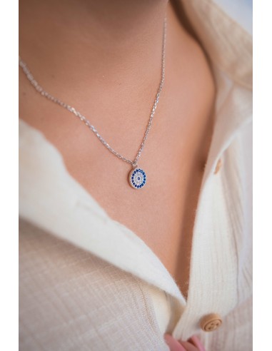 STERLING SILVER 925 EVIL EYE NECKLACE.SILVER