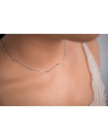 STERLING SILVER 925 BLUE BALLS NECKLACE.SILVER
