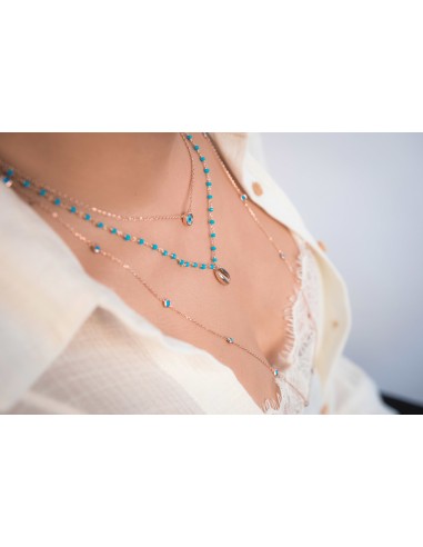 STERLING SILVER 925 LONG TURQUOISE NECKLACE.ROSE GOLD