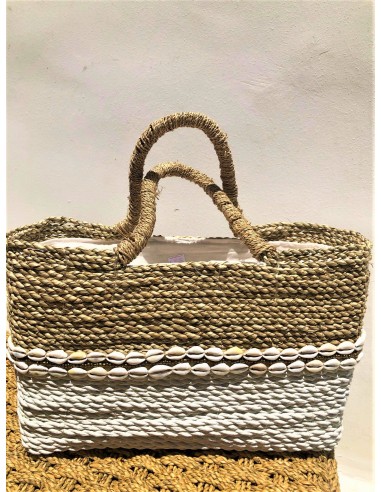 NATURAL STRAW BOHO BEACH BAG WITH SHELLS