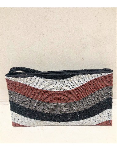 HANDMADE  BIG BEADED BAG ΙΝ BLACK/SILVER/RED COLOUR.