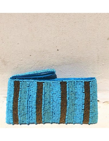 HANDMADE MEDIUM BEADED BAG IN TURQUOISE COLOR.