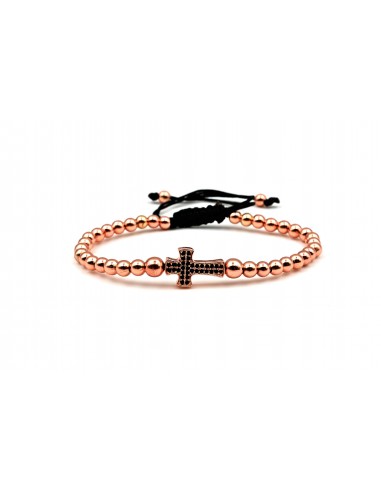 BLACK CROSS  BRACELET ROSE GOLD