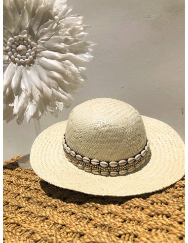 HANDMADE STRAW HAT WITH GOLD AND SHELLS