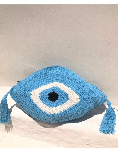 HANDMADE EVL EYE PILLOW WITH TASSELS.