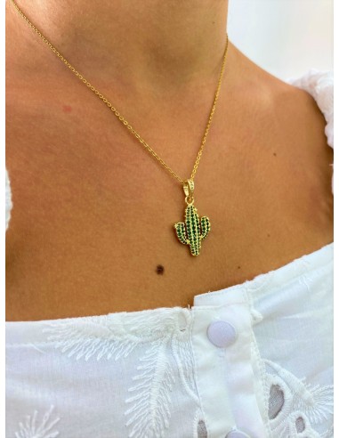 STAINLESS STEEL CACTUS  GOLD NECKLACE .