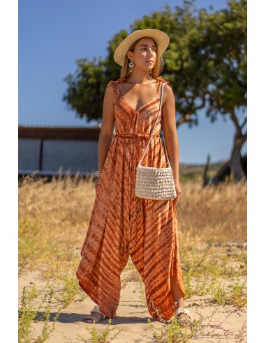 SAVANNAH TIE DYE ORANGE BOHEMIAN JUMPSUIT