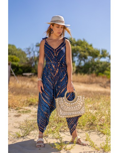 SAVANNAH TIE DYE NAVY BLUE BOHEMIAN JUMPSUIT