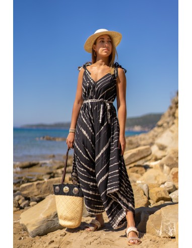 SAVANNAH TIE DYE BLACK BOHEMIAN JUMPSUIT