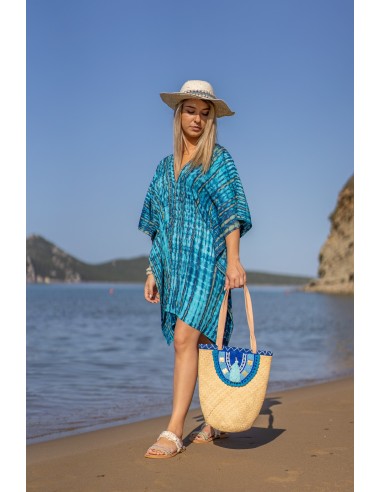 DELILAH SEA BLUE TIE DYE KAFTAN-DRESS