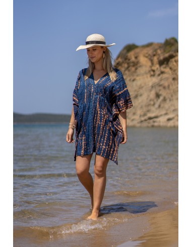 DELILAH NAVY BLUE TIE DYE KAFTAN-DRESS