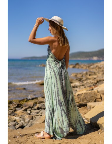 AERIN GREEN TIE DYE BACKLESS DRESS