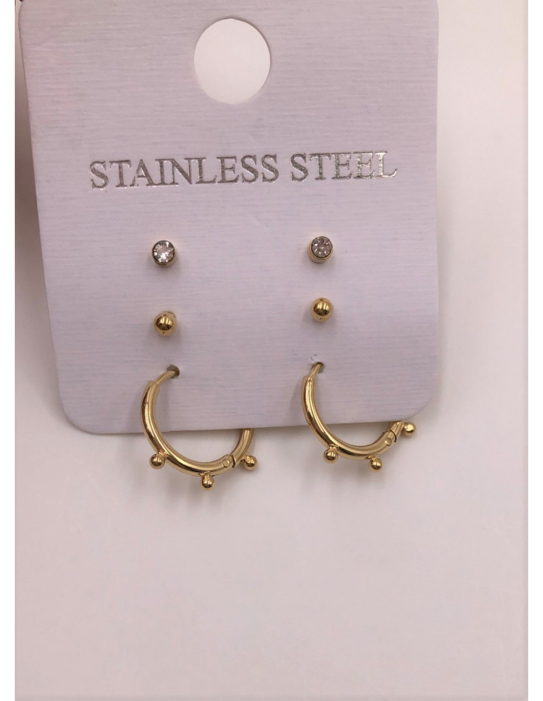 STAINLESS STEEL HOOP EARRINGS-GOLD.
