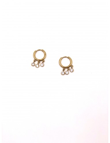 STAINLESS STEEL HOOP EARRINGS WITH CRYSTALS- GOLD