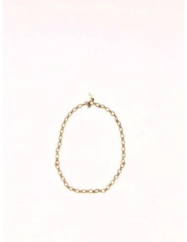 STAINLESS STEEL  GOLD HAMMERED CHAIN  NECKLACE .