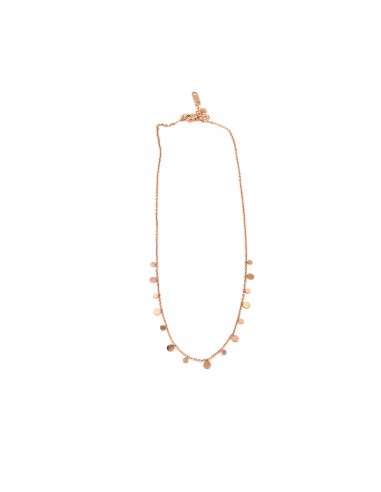 STAINLESS STEEL COIN CHAIN NECKLACE IN ROSE GOLD .
